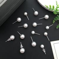 Earring Jewelry Plastic Pearl with Silicone fashion jewelry & for woman white Sold By Bag