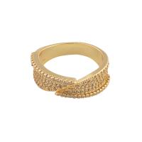 Cubique anneau en laiton Circonia Micro Pave, Placage de couleur d'or, bijoux de mode & pavé de micro zircon & pour femme, doré, 20*13*2.5mm, Vendu par PC