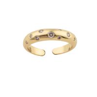 Cubique anneau en laiton Circonia Micro Pave, Placage de couleur d'or, bijoux de mode & pavé de micro zircon & pour femme, doré, 21*4*3mm, Vendu par PC