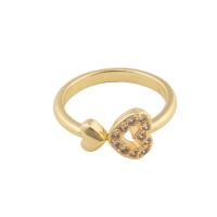 Cubique anneau en laiton Circonia Micro Pave, Placage de couleur d'or, bijoux de mode & pavé de micro zircon & pour femme, doré, 21*9*3mm, Vendu par PC