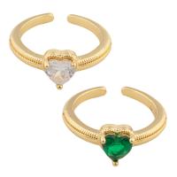 Cubique anneau en laiton Circonia Micro Pave, Placage de couleur d'or, bijoux de mode & pavé de micro zircon & pour femme, plus de couleurs à choisir, 23*12*5mm, Vendu par PC