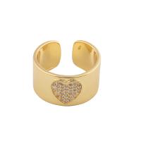 Cubique anneau en laiton Circonia Micro Pave, Placage de couleur d'or, bijoux de mode & pavé de micro zircon & pour femme, doré, 20*11*2mm, Vendu par PC