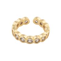 Cubique anneau en laiton Circonia Micro Pave, Placage de couleur d'or, bijoux de mode & pavé de micro zircon & pour femme, doré, 23x5x3mm, Vendu par PC