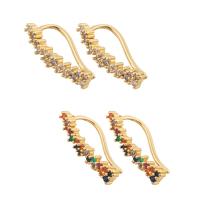 Boucles d'oreilles en laiton zircon cubique pavent, Placage de couleur d'or, bijoux de mode & pavé de micro zircon & pour femme, plus de couleurs à choisir, 20x4x2mm, Vendu par paire