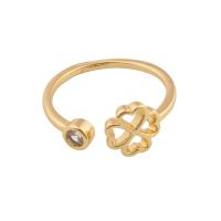 Cubique anneau en laiton Circonia Micro Pave, Placage de couleur d'or, bijoux de mode & pavé de micro zircon & pour femme, doré, 20*8*2mm, Vendu par PC