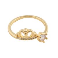 Cubique anneau en laiton Circonia Micro Pave, Placage de couleur d'or, bijoux de mode & pavé de micro zircon & pour femme, doré, 23*8*4mm, Vendu par PC