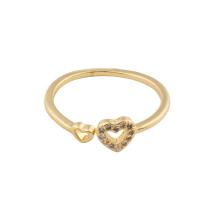 Cubic Zirconia Micro Pave Brass Ring, Heart, gold color plated, fashion jewelry & micro pave cubic zirconia & for woman, golden, 20*6*2mm, Sold By PC