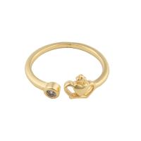Cubique anneau en laiton Circonia Micro Pave, Placage de couleur d'or, bijoux de mode & pavé de micro zircon & pour femme, doré, 20*6*2mm, Vendu par PC