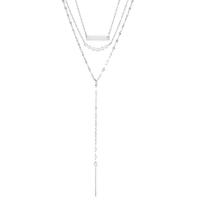 Mode-Multi-Layer-Halskette, 316 L Edelstahl, mit Kunststoff Perlen, mit Verlängerungskettchen von 5cm,8cm, drei Schichten & Modeschmuck & für Frau, keine, frei von Nickel, Blei & Kadmium, Länge:ca. 38 cm, ca. 42 cm, verkauft von PC