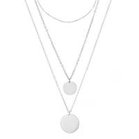 Multi Layer Necklace 316L Stainless Steel with 5cm 8cm extender chain Flat Round Vacuum Ion Plating three layers & fashion jewelry & for woman nickel lead & cadmium free 9mm 13mm Length Approx 38 cm Approx 42 cm Sold By PC
