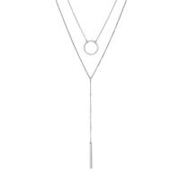 Mode-Multi-Layer-Halskette, 316 L Edelstahl, mit Verlängerungskettchen von 8cm, Kreisring, Doppelschicht & Modeschmuck & für Frau & hohl, keine, frei von Nickel, Blei & Kadmium, 15mm,2x30mm, Länge:ca. 42 cm, verkauft von PC
