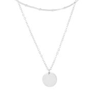 Multi Layer Necklace 316L Stainless Steel with 5cm 8cm extender chain Flat Round Vacuum Ion Plating Double Layer & fashion jewelry & for woman nickel lead & cadmium free 9mm Length Approx 38 cm Approx 42 cm Sold By PC