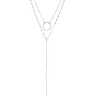Mode-Multi-Layer-Halskette, 316 L Edelstahl, mit Verlängerungskettchen von 8cm, Kreisring, Doppelschicht & Modeschmuck & für Frau & hohl, keine, frei von Nickel, Blei & Kadmium, 2x25mm,15mm, Länge:ca. 42 cm, verkauft von PC