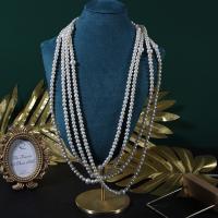 Sladkovodní Pearl svetr řetěz náhrdelník, Kolo, Vintage & módní šperky & vícevrstvá & pro ženy, bílý, 5-6mm,7-8mm, Délka Cca 250 cm, Prodáno By PC