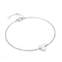 Stainless Steel Jewelry Bracelet, 316L Stainless Steel, with 3cm extender chain, Heart, Vacuum Ion Plating, fashion jewelry & for woman, more colors for choice, nickel, lead & cadmium free, 8x8mm, Length:Approx 15 cm, Sold By PC