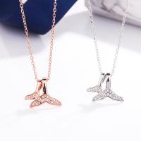 925 Sterling Silver Necklaces with 1.97inch extender chain Mermaid tail plated fashion jewelry & for woman & with rhinestone nickel lead & cadmium free Length Approx 15.74 Inch Sold By PC