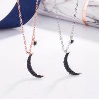 925 Sterling Silver Necklaces with 1.97inch extender chain Moon and Star plated fashion jewelry & for woman & with rhinestone nickel lead & cadmium free Length Approx 15.74 Inch Sold By PC