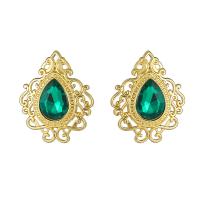 Zinc Alloy Stud Earring with Emerald KC gold color plated fashion jewelry & for woman nickel lead & cadmium free Sold By Pair