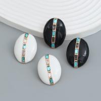 Tibetan Style Stud Earring, for woman & enamel & with rhinestone, more colors for choice, nickel, lead & cadmium free, 32x25mm, Sold By Pair