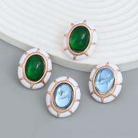 Zinc Alloy Stud Earring with Resin fashion jewelry & for woman & enamel nickel lead & cadmium free Sold By Pair