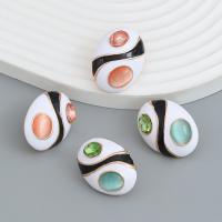 Tibetan Style Stud Earring, with Resin, for woman & enamel & with rhinestone, more colors for choice, nickel, lead & cadmium free, 27x21mm, Sold By Pair