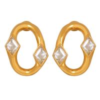 Titanium stål øreringe, mode smykker & Micro Pave cubic zirconia & for kvinde, flere farver til valg, 16x21mm, Solgt af par