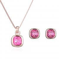 Zinc Alloy Jewelry Sets Stud Earring & necklace 2 pieces & for woman & with rhinestone rose gold color nickel lead & cadmium free 24*19mm 19*19mm Length Approx 15.75 Inch Sold By Set
