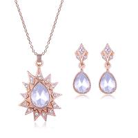 Zinc Alloy Jewelry Sets earring & necklace 2 pieces & for woman & with rhinestone nickel lead & cadmium free 24*39mm 12*35mm Length Approx 15.75 Inch Sold By Set