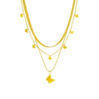 Titanstahl Halskette, Schmetterling, plattiert, drei Schichten & Modeschmuck & für Frau, goldfarben, 15mm, verkauft von Strang