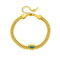 Bracelet d'acier titane, avec 1.97inch chaînes de rallonge, Placage, bijoux de mode & pour femme & avec strass, doré, 15x10mm, Vendu par Environ 6.69 pouce brin
