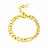 Bracelet d'acier titane, avec 1.97inch chaînes de rallonge, Placage, bijoux de mode & pour femme & avec strass, doré, Vendu par Environ 5.9 pouce brin