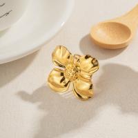 Stainless Steel Finger Ring 304 Stainless Steel Flower plated fashion jewelry golden 40.50mm Sold By PC
