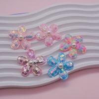 DIY Jewelry Supplies, Cloth, with Plastic Pearl, Flower, more colors for choice, 40mm, Sold By PC