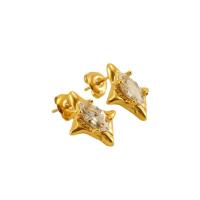 Titanium Steel  Earring 18K gold plated micro pave cubic zirconia & for woman Sold By Pair