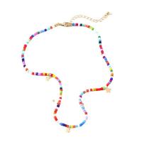 Zinklegierung Schmuck Halskette, mit Seedbead, plattiert, für Frau, farbenfroh, Länge:ca. 42 cm, verkauft von PC