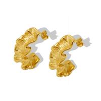 Titanium Steel  Earring, 18K gold plated, different styles for choice & micro pave rhinestone & for woman, gold, Sold By Pair