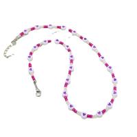 Zinc Alloy smykker halskæde, med Seedbead & Plastic Pearl, forgyldt, for kvinde, flere farver til valg, Solgt af PC