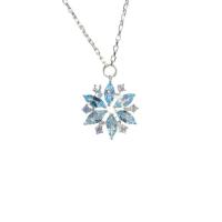 Zinc Alloy smykker halskæde, med 5CM extender kæde, Snowflake, forgyldt, Micro Pave rhinestone & for kvinde, sølv, Længde Ca. 45 cm, Solgt af PC