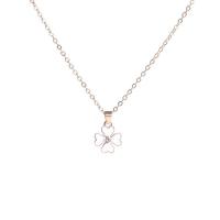 Zinc Alloy Jewelry Necklace with 5CM extender chain Four Leaf Clover plated micro pave rhinestone & for woman & enamel Length Approx 45 cm Sold By PC