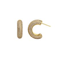 925 Sterling Silver Stud Earrings plated micro pave rhinestone & for woman Sold By Pair