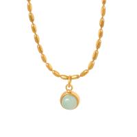 Titanstahl Halskette, mit Naturstein, mit Verlängerungskettchen von 2inch, goldfarben plattiert, Modeschmuck & für Frau, Länge ca. 15.7 ZollInch, verkauft von PC