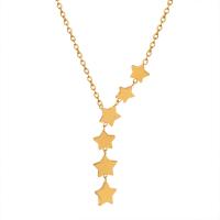 Titanium Steel Necklace with 2inch extender chain Star Vacuum Ion Plating fashion jewelry & for woman Length Approx 15.7 Inch Sold By PC