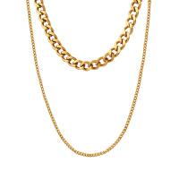 Titanstahl Halskette, mit Verlängerungskettchen von 2inch, Doppelschicht & Modeschmuck & für Frau, keine, Länge:ca. 15.7 ZollInch, ca. 21.3 ZollInch, verkauft von PC