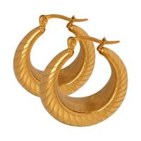 Titantium acciaio orecchino a sostegno, Placcato oro 18K, gioielli di moda & per la donna, 27x31mm, Venduto da coppia