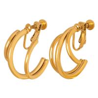 Titanium Steel Clip Earring Letter C Vacuum Ion Plating fashion jewelry & for woman Sold By Pair