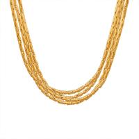 Titanium Steel Necklace, gold color plated, fashion jewelry & multilayer & for woman, Length:Approx 14.6 Inch, Sold By PC