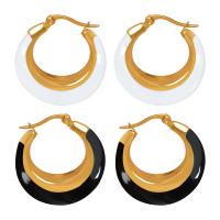 Titanium Steel Lever Back Earring Vacuum Ion Plating fashion jewelry & for woman & enamel Sold By Pair