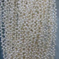 Naturliga sötvattenspärla lösa pärlor, Freshwater Pearl, DIY, vit, 4-5mm, Såld Per Ca 37 cm Strand