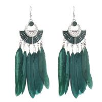 Zinc Alloy Drop Earrings with Feather fashion jewelry & for woman nickel lead & cadmium free Sold By Pair