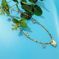 Zinklegierung Schmuck Halskette, mit Seedbead, mit Verlängerungskettchen von 5cm, handgemacht, Modeschmuck & für Frau, farbenfroh, frei von Nickel, Blei & Kadmium, Länge:ca. 45 cm, verkauft von PC